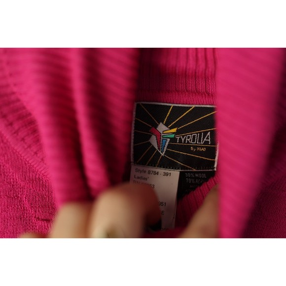 Vintage Tyrolia By Head Hot Pink Barbie Ski Turtleneck Sweater Wool Blend L - Picture 12 of 15